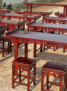 课桌国学桌补习班书法桌子培训机构实木绘画桌学校课桌椅实木加厚