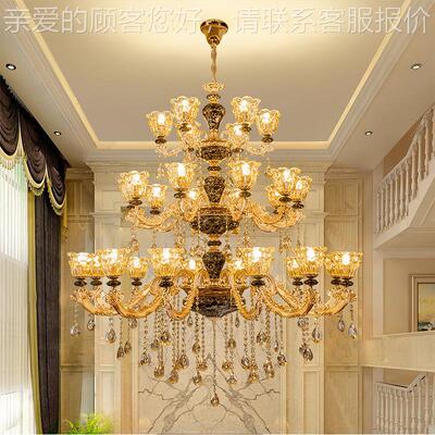 欧吊灯式别墅客厅水晶大楼中楼复式楼中空楼梯奢华灯29435复古蜡