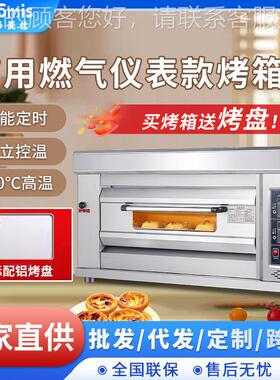 燃气烤箱商用一层二盘仪表定时大容量烘焙面包披萨蛋糕烤炉高效