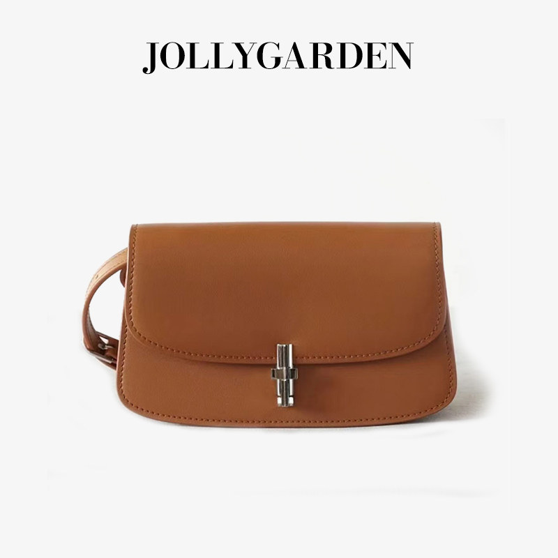JOLLY GARDEN【悦光】法式真皮邮差包简约迷你马鞍包单肩斜挎女包