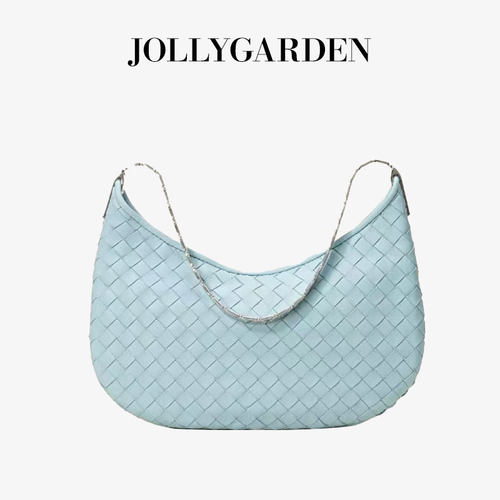 手工羊皮编织月牙包简约百搭