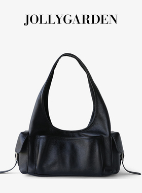 JOLLY GARDEN【泊然】新款真皮机车包多口袋通勤大容量手提腋下包