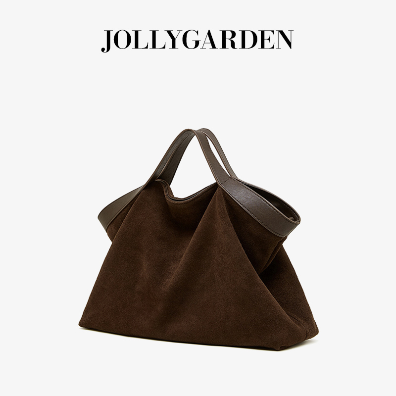 新款撞色磨砂皮通勤托特包