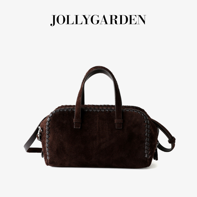 JOLLY GARDEN【锐度】秋冬款磨砂皮波士顿通勤手提单肩斜挎枕头包