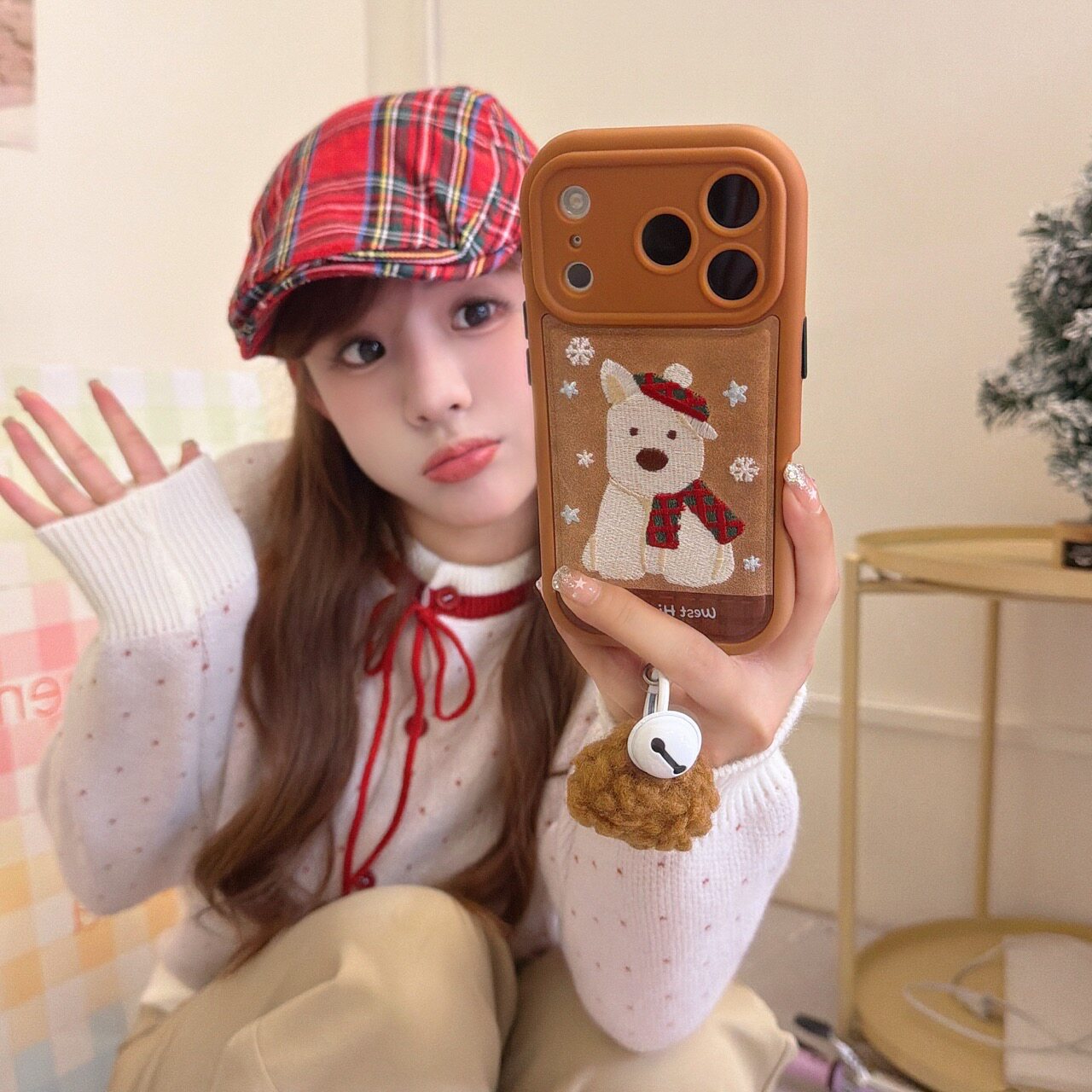 吉能虎新款雪地围巾西高地适用于苹果17promax带毛球手机外壳iPhone16pro全包边防摔15/14/13保护套