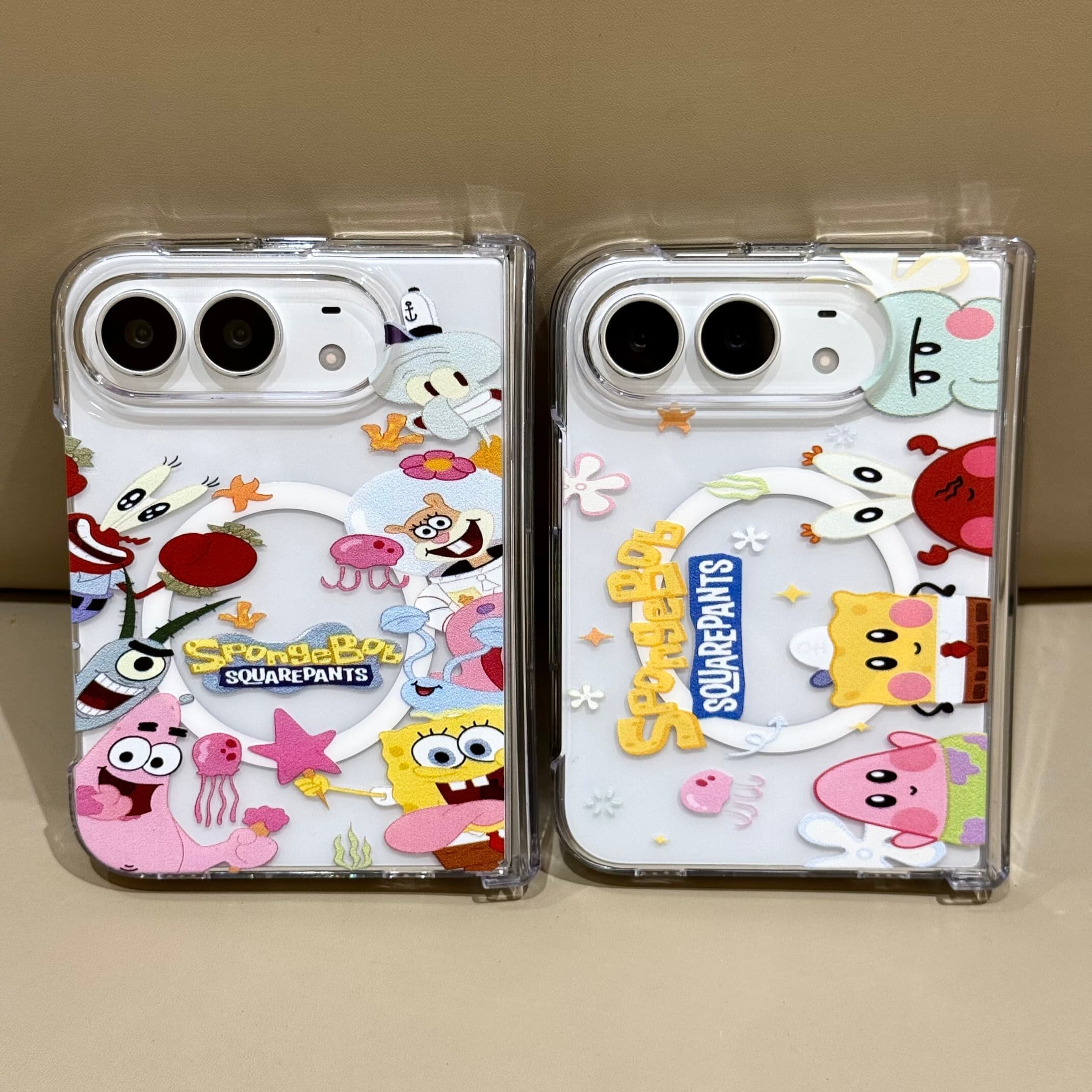 吉能虎新款海绵宝宝派大星适用于苹果iPhoneDUO带支架磁吸折叠手机外壳全包边防摔保护套