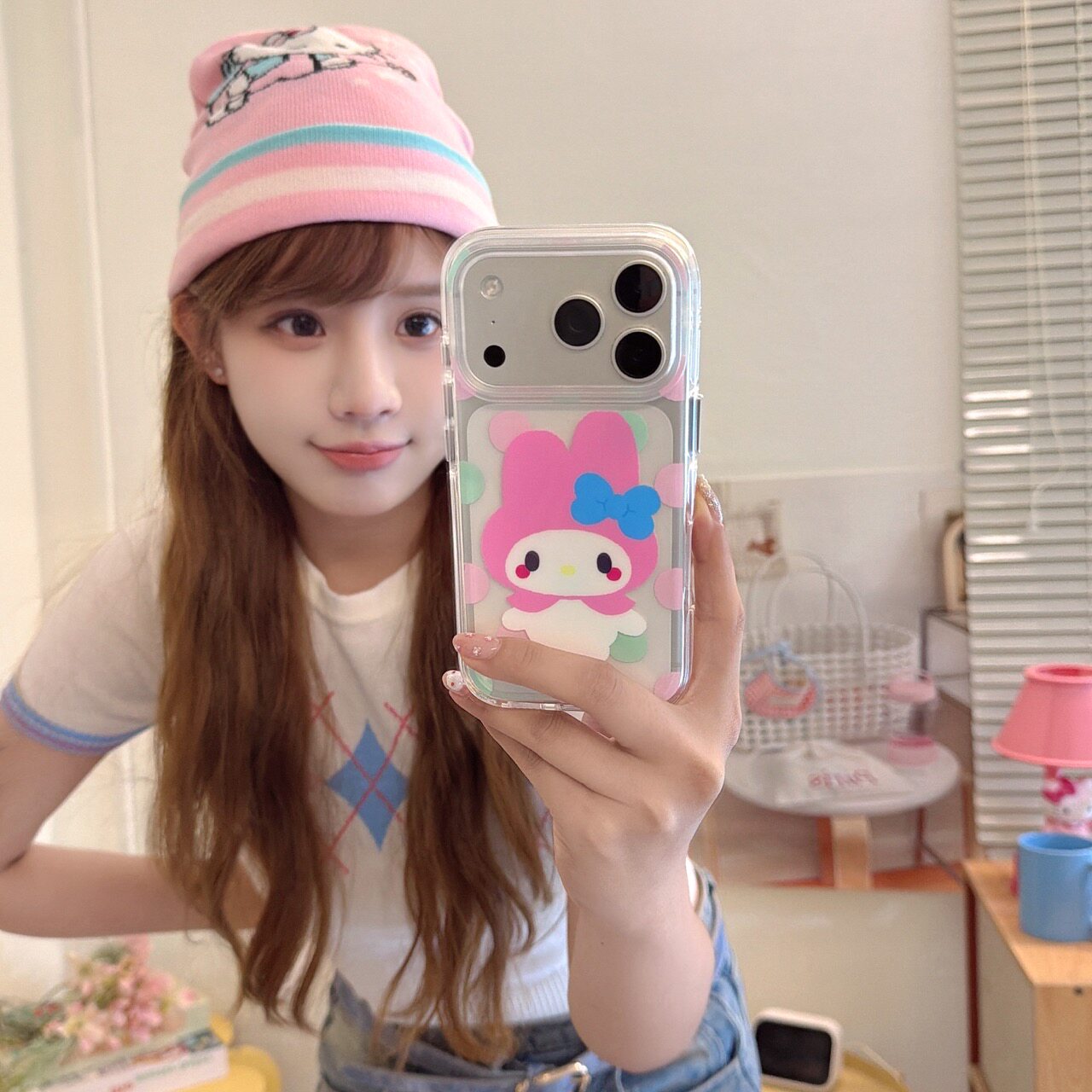 吉能虎新款格纹蛋糕kitty彩色波点美乐蒂适用于苹果17promax手机外壳iPhone16pro全包边防摔15/14/13保护套