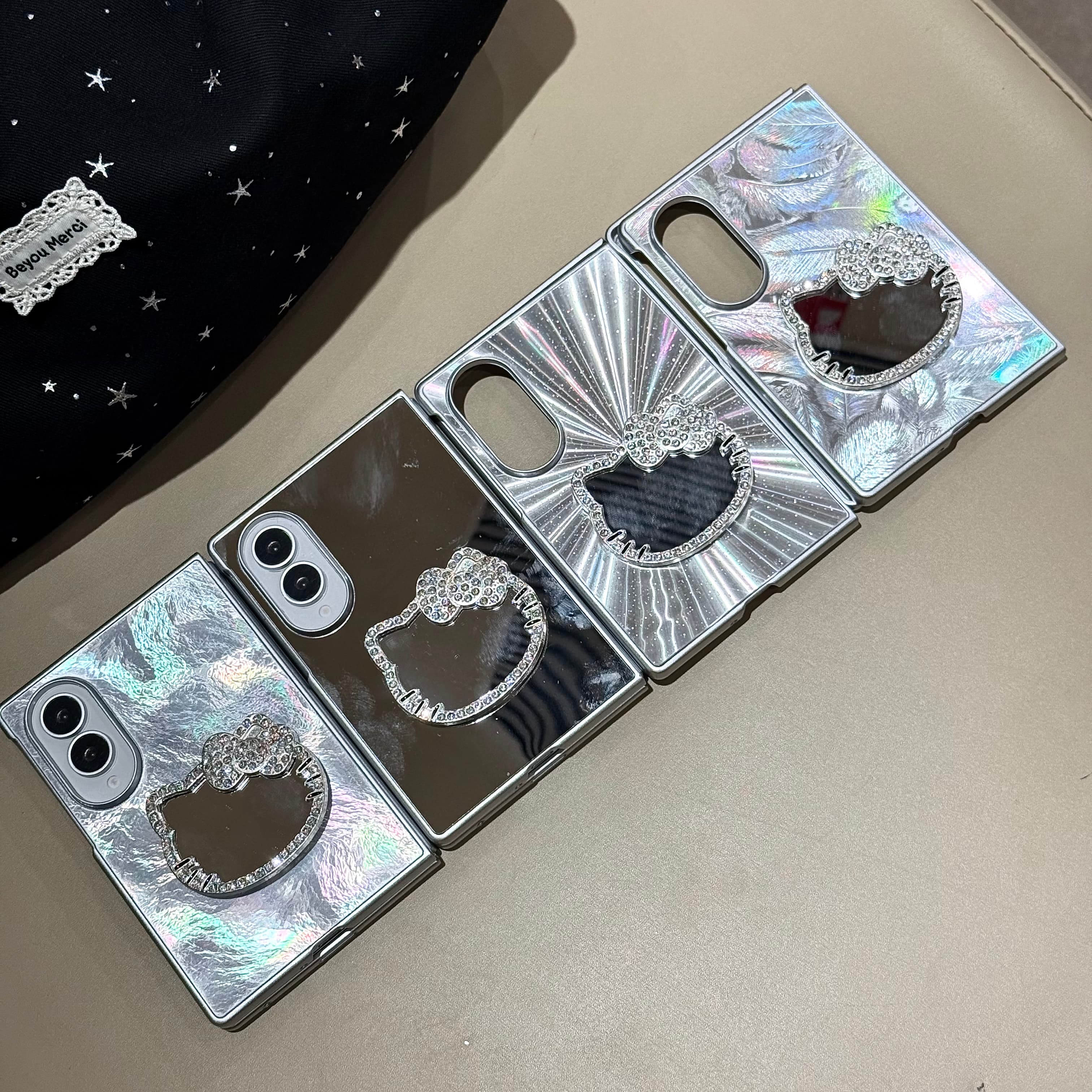 吉能虎新款镜面羽毛适用三星ZFold8Ultra带手链支架手机壳ZFold7/6全包防摔ZFold5/4/3女款ins保护套