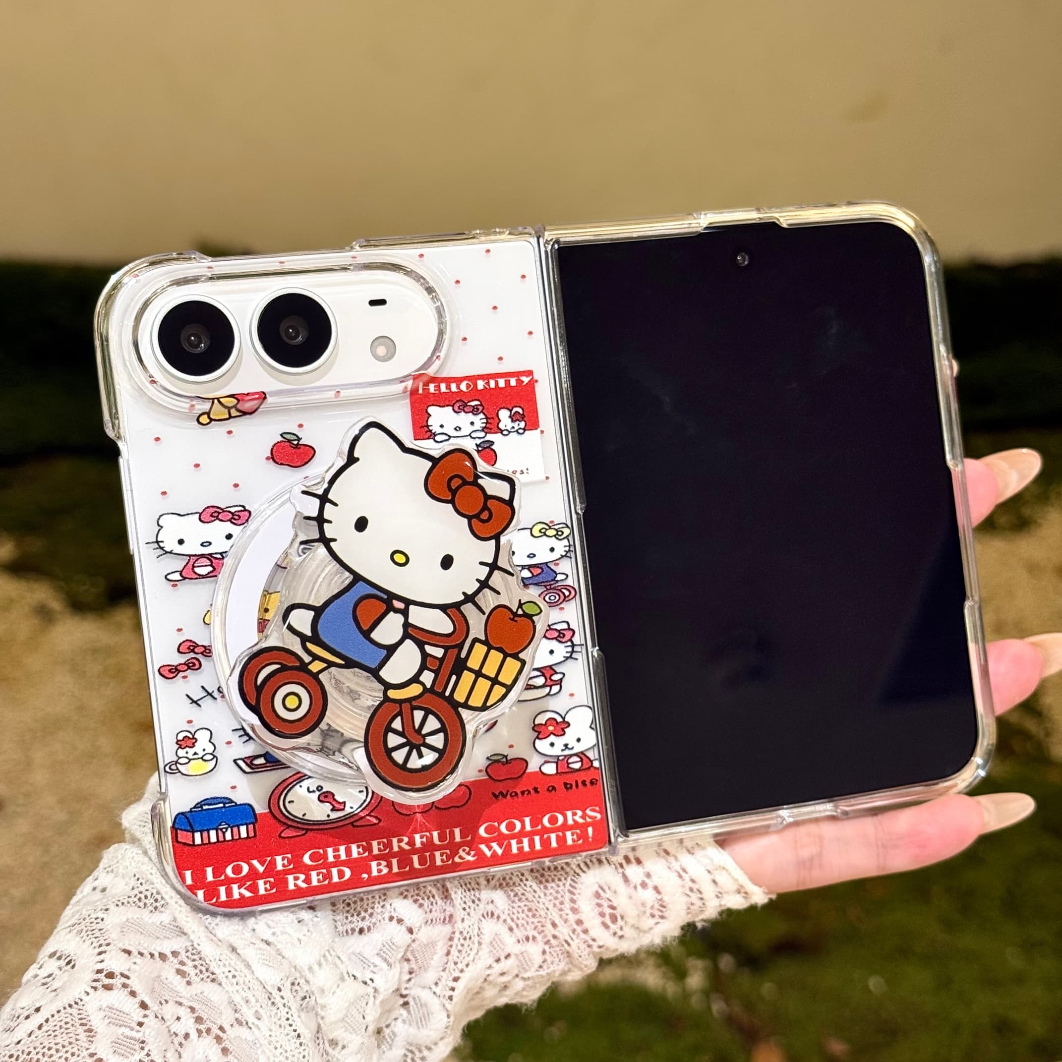 吉能虎新款单车KT适用于苹果iPhoneDUO带支架手链磁吸折叠手机外壳全包边防摔保护套