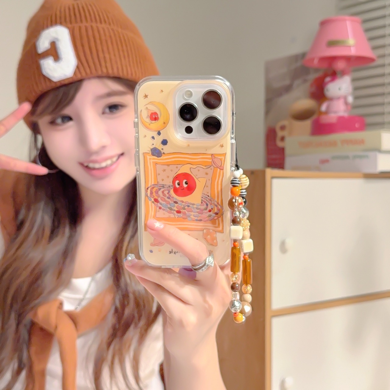 吉能虎新款星球陨石星星人适用苹果16promax带手链手机壳iPhone15pro全包防摔14/13创意ins风女款保护套