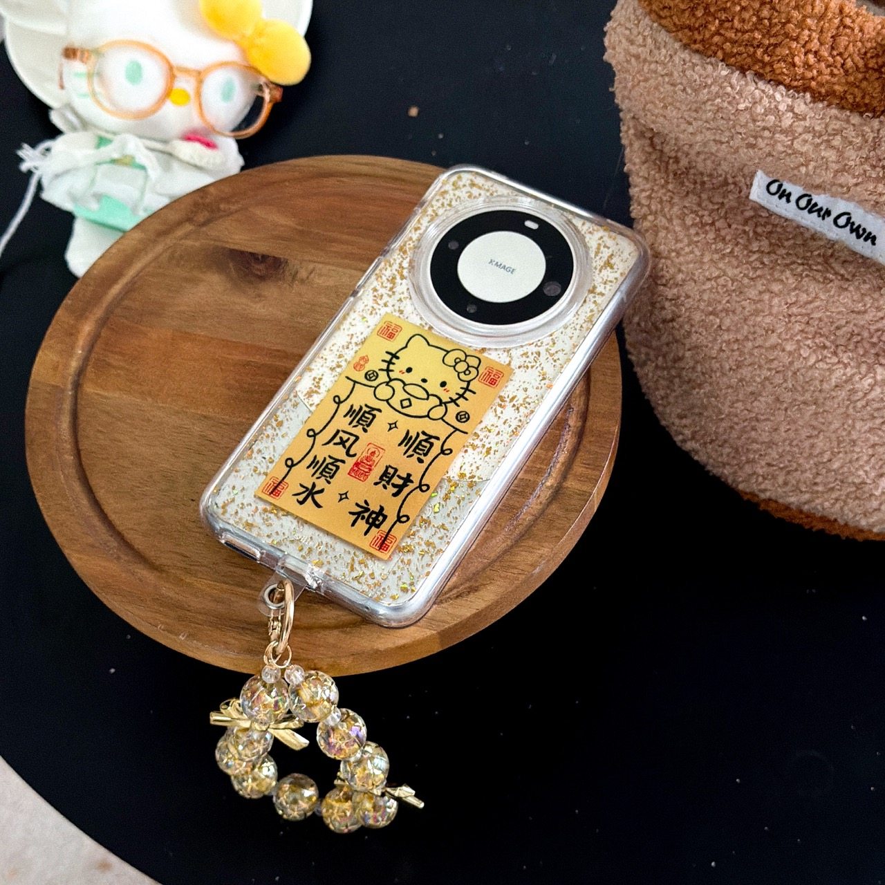 吉能虎新款招财元宝kitty适用于华为Mate80pro带手链手机壳Pura80全包防摔Mate70创意ins风女款保护套