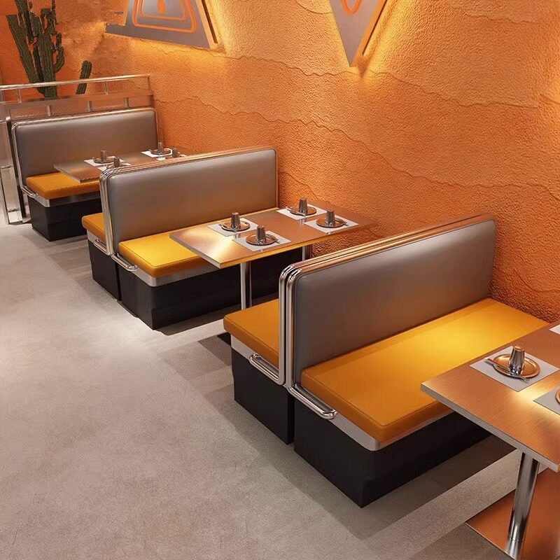 火锅店烤肉店不锈钢卡座沙发西餐厅咖啡厅茶餐厅餐桌椅组合轻奢