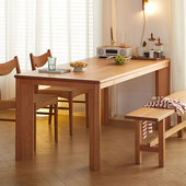 北欧全实木餐桌椅组合家用饭桌日式 小户型大板桌樱桃木书桌工作台