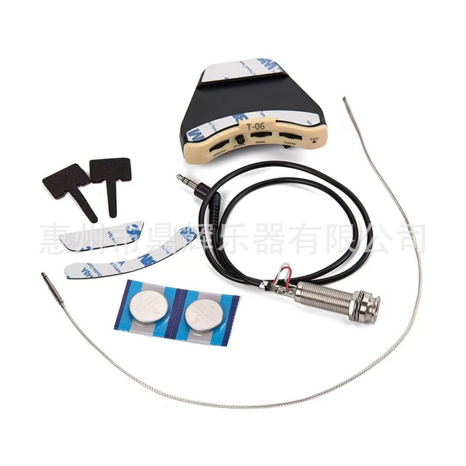 T-06拾音器古典民谣木吉他音孔拾音器口轮安装免打孔压电拾音器