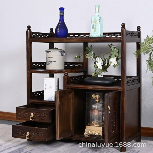 简约老式新中式实木餐边柜家用客厅茶桌置物柜靠墙边茶柜茶水柜