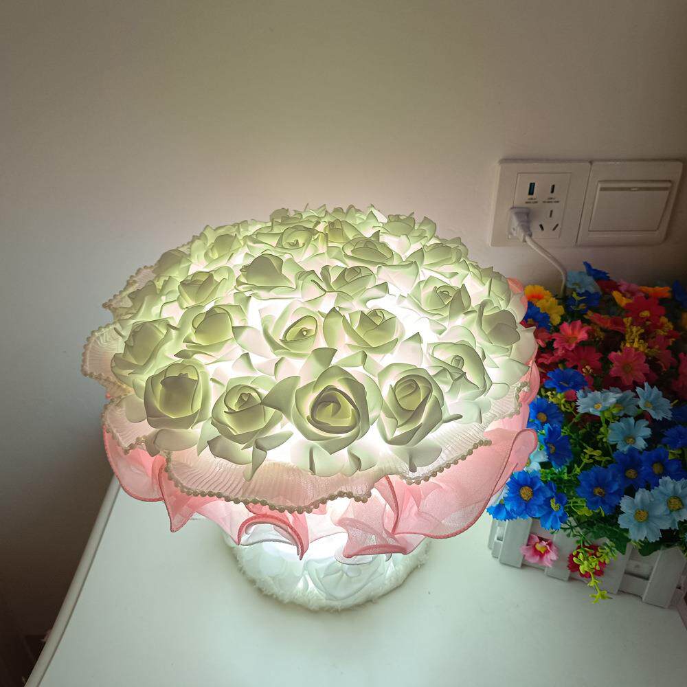 创意温馨玫瑰花花束台灯结婚装饰台灯婚庆玫瑰花公主卧室床头灯