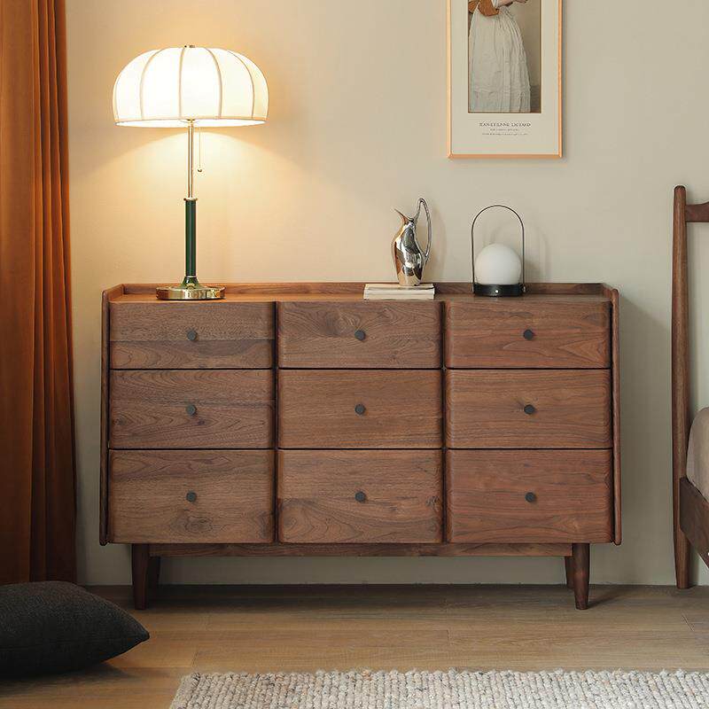 北欧黑胡桃木全实木九斗柜边柜卧室客厅储物柜置物收纳柜衣柜家具