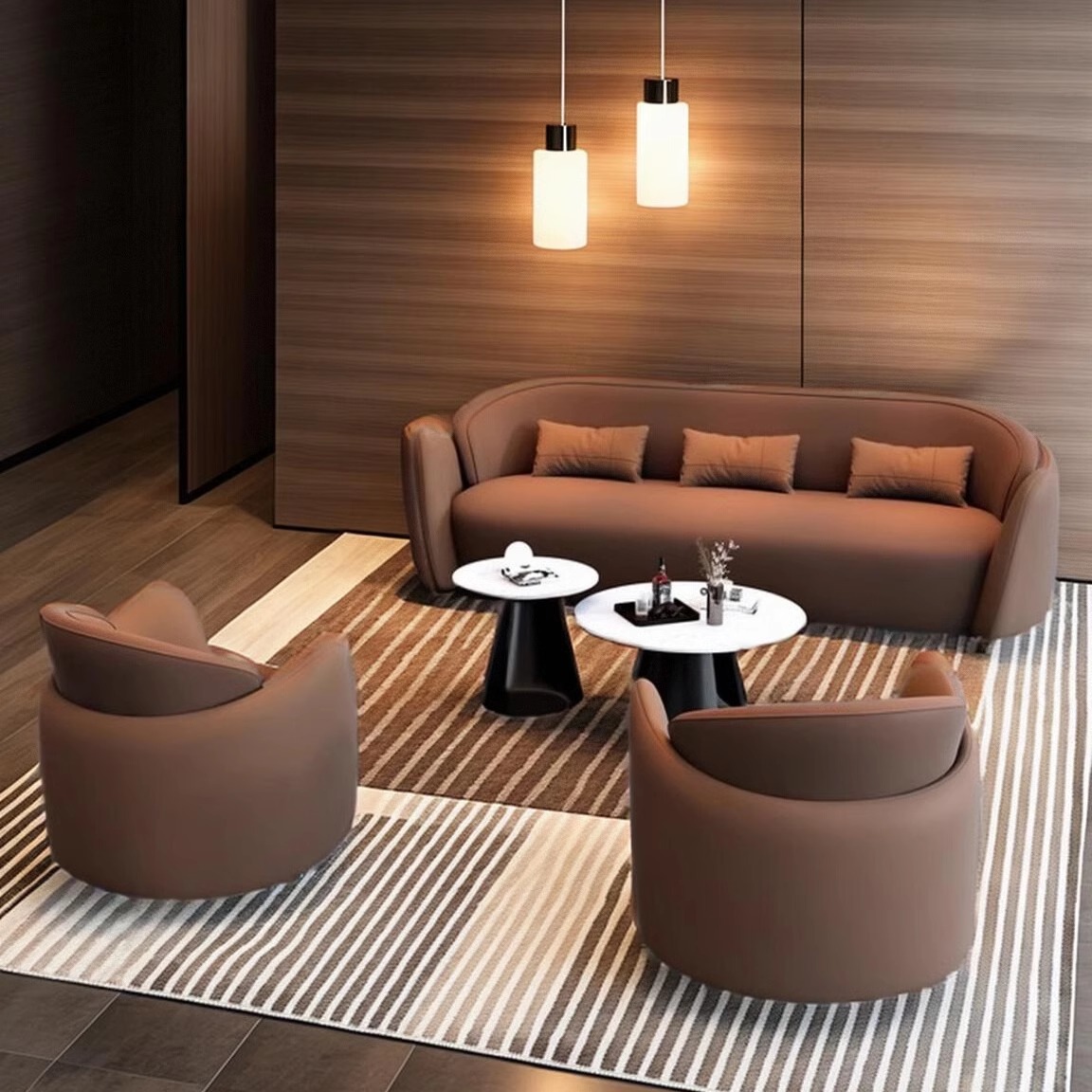 商务办公洽谈桌椅组合酒店大堂休息区接待沙发轻奢简约单人沙发椅