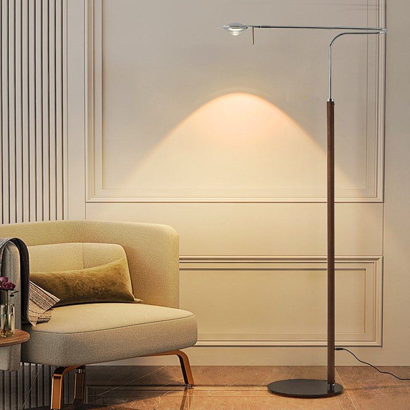 黑胡桃木落地灯高级感中古立式卧室装饰台灯美式复古客厅阅读灯具