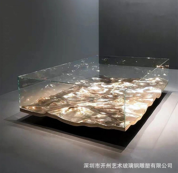 电镀抽象雕塑茶几酒店大堂样板房客厅艺术摆设玄关现代桌面装饰品