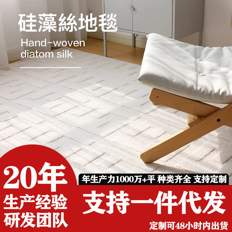 批发防水硅藻丝地毯客厅2025新款防污免洗可擦简约高级感沙发地垫