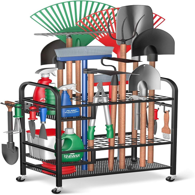 带轮子的花园工具收纳架电动工具收纳盒工具支架整理储物架置物架