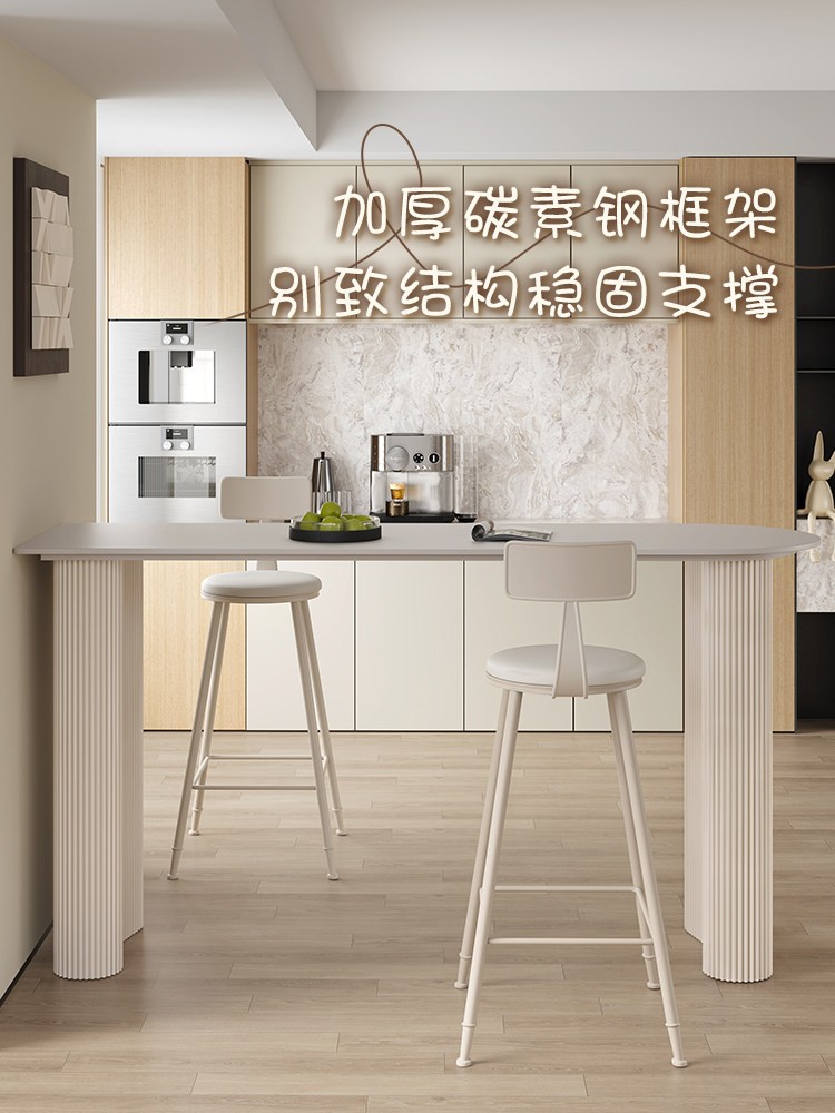 ?轻奢岩板吧台桌家用客厅厨房边隔断吧台阳台靠墙半圆小户型高脚