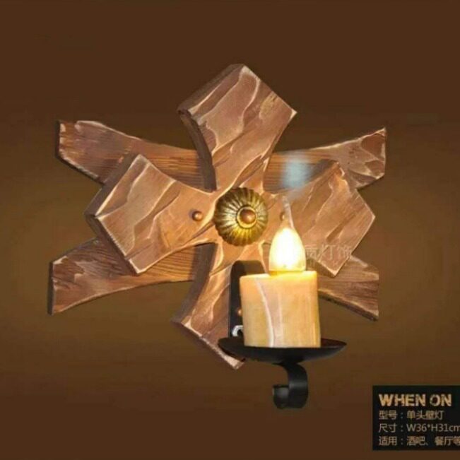 跨境电商复古实木壁灯餐馆茶楼民宿餐厅吧台美式仿古壁灯具