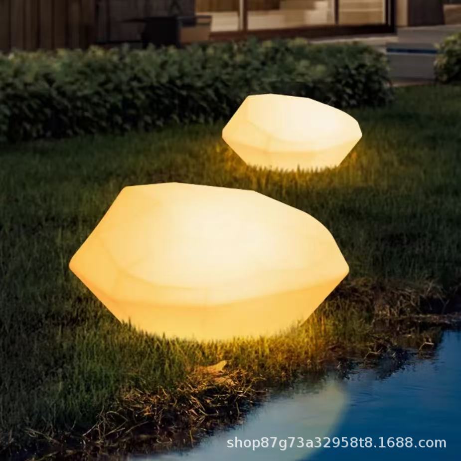 LED石头灯庭院公园草坪灯菱形花园小区灯太阳能款工程项目景观灯
