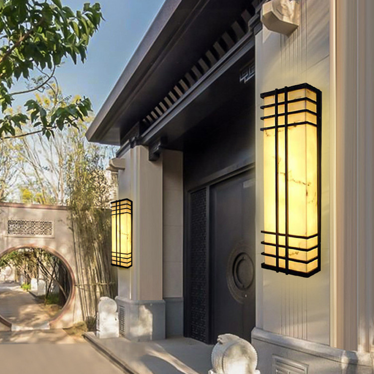 中式壁灯户外防水仿云石酒店别墅小区现代简约大门灯室外