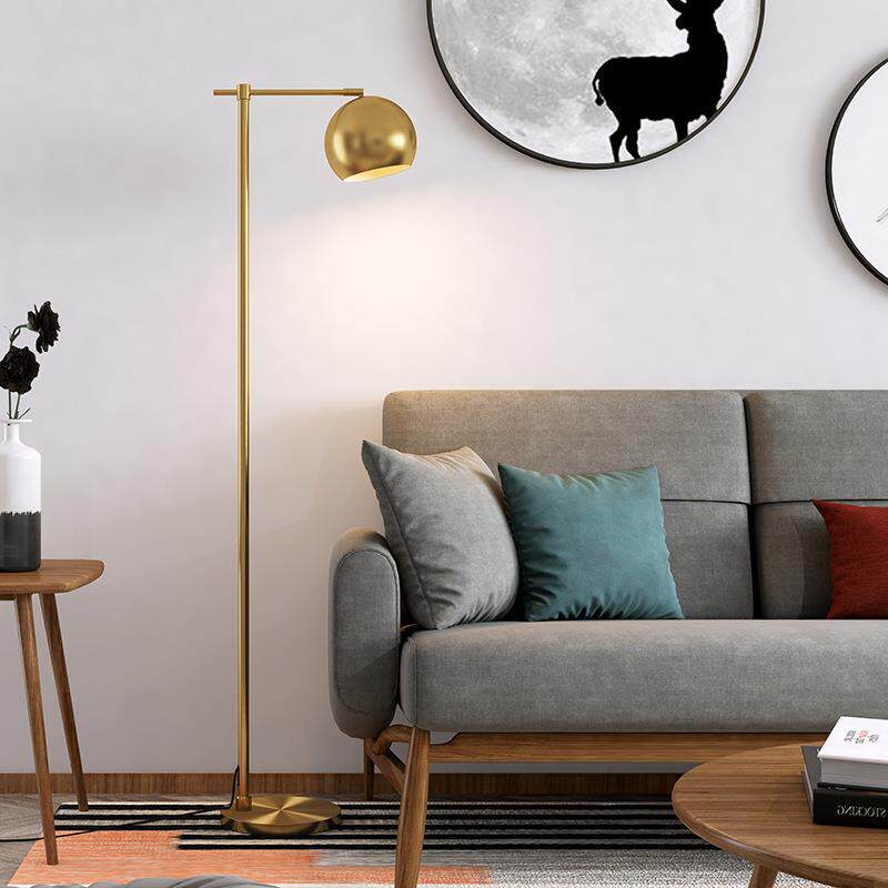 美式轻奢落地灯客厅卧室床头灯后现代简约立式地灯金色茶几沙发灯