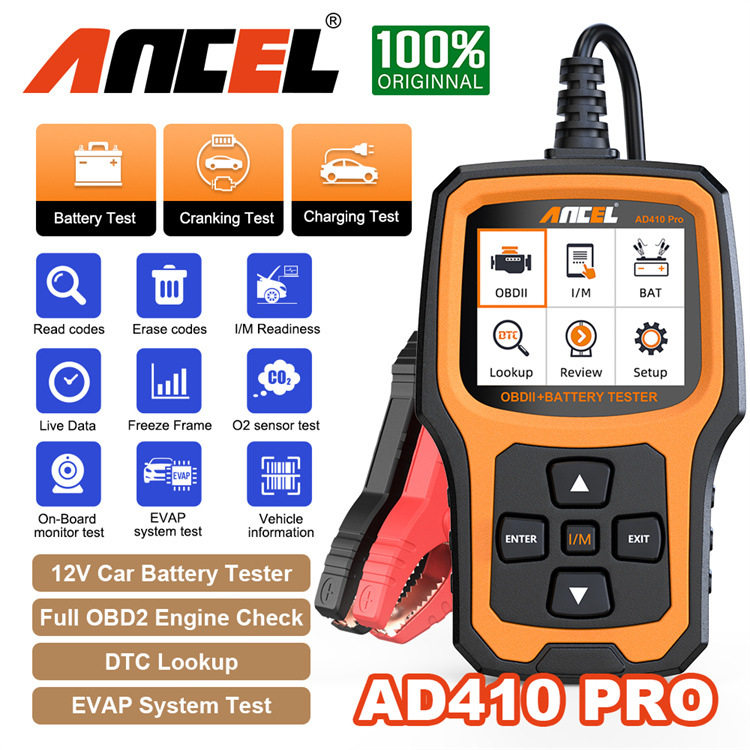ANCEL AD410PRO 汽车OBDII诊断工具 12V电池检测仪 分析仪 读码卡