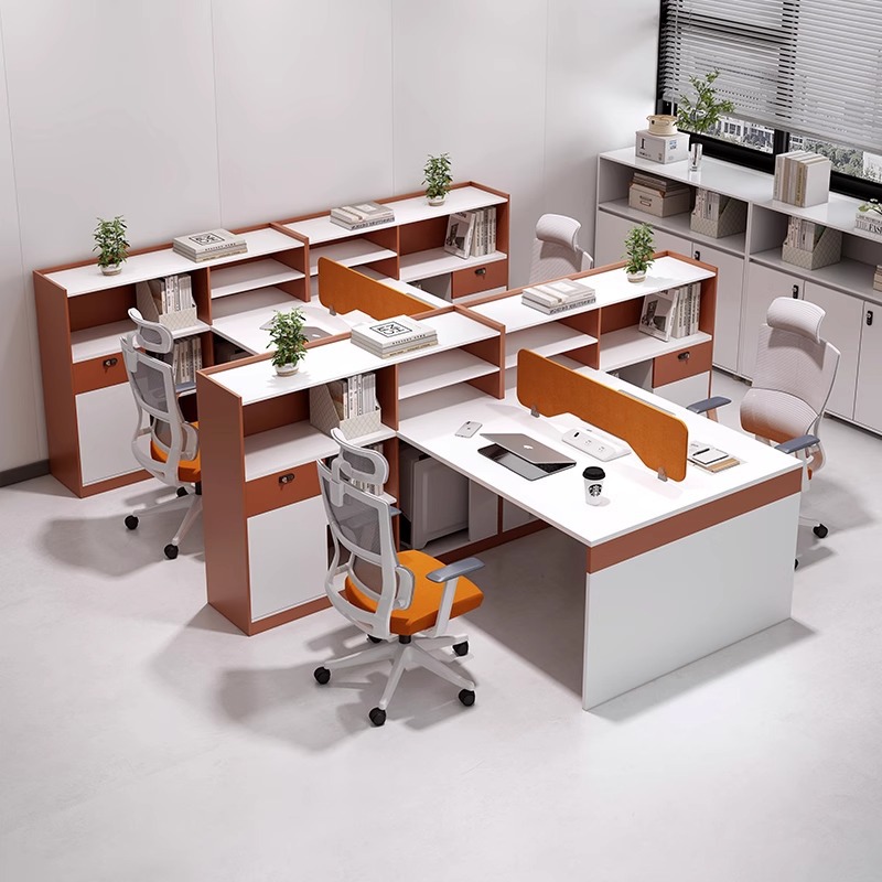 办公桌简约现代办公桌椅组合双两4四6人位员工办公家具职员桌工位