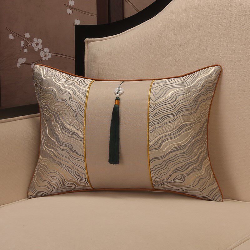 新中式沙发长方形腰枕靠垫套轻奢长方形护腰靠背垫抱枕套靠枕含芯