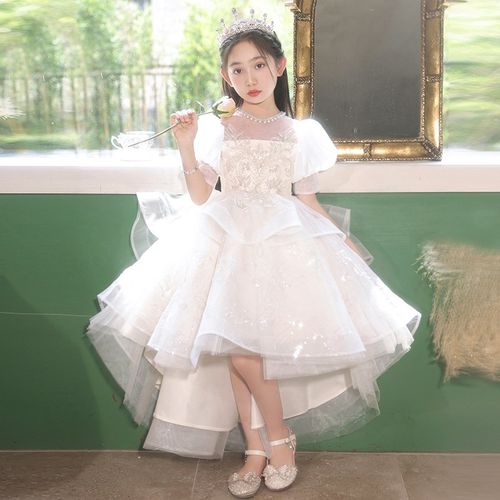 女童高端花童婚礼小女孩公主裙夏季儿童主持人高级感钢琴表演礼服