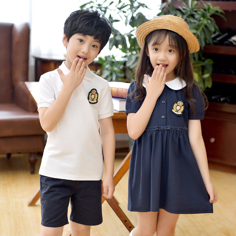 幼儿园园服夏季儿童装2021新款学院风女童短袖裙子小学生校服班服