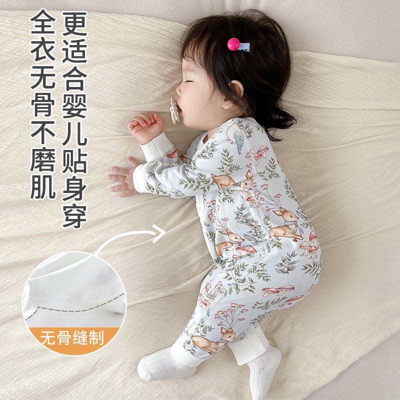 婴儿衣服秋冬59码纯棉宝宝秋季保暖连体衣春秋款打底睡衣秋装长袖