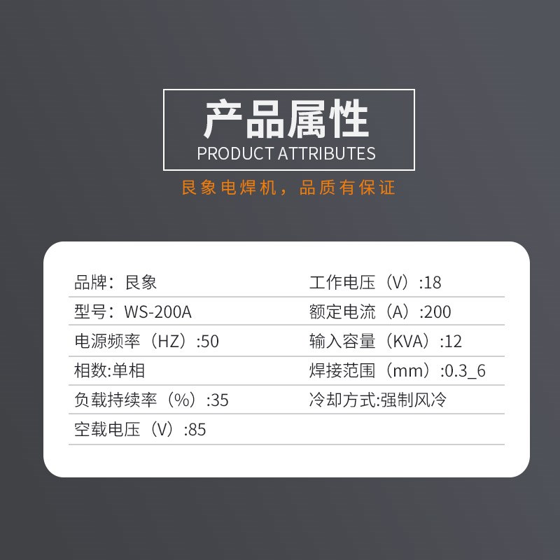 艮象WS-200A 可控硅直流氩弧焊机双电压电焊机工业级手工焊不锈钢