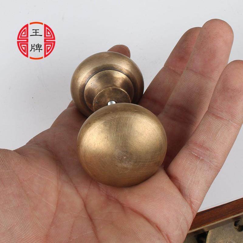 仿古纯铜对装铜拉手中式圆形衣柜开门拉手橱柜推拉实木门把手配件