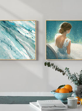 海之邃 北欧风格装饰画客厅沙发背景墙画美女人物抽象蓝色挂画