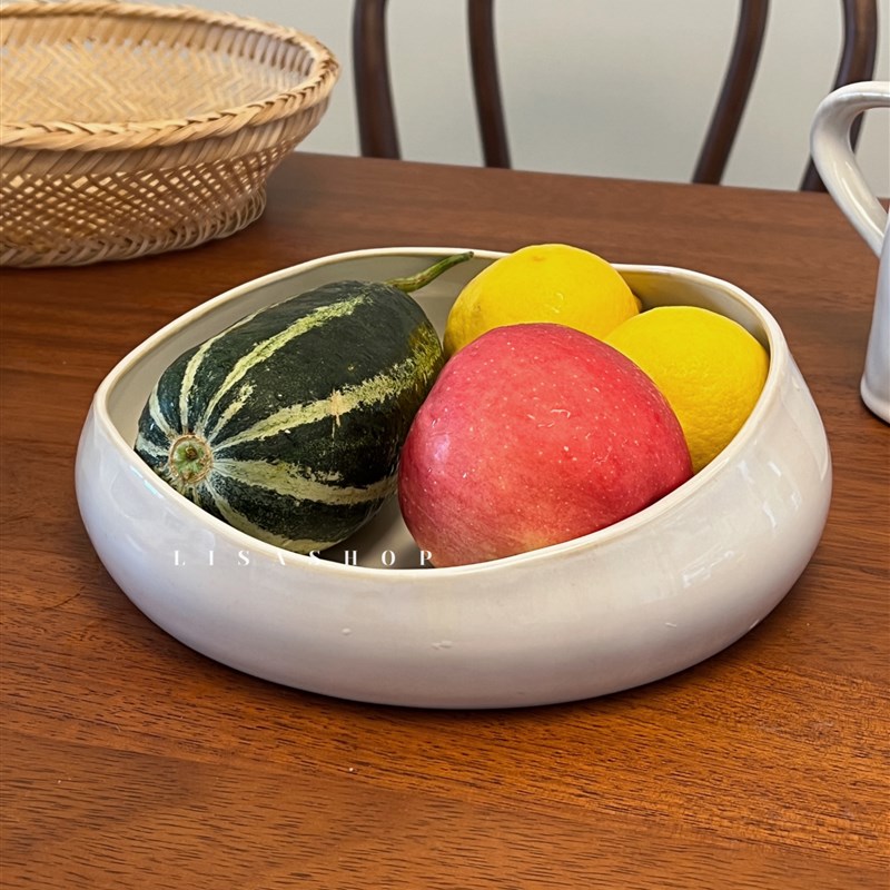 Lisashop 北欧个性创意不规则陶瓷餐具餐厅水果沙拉碗白色盘子