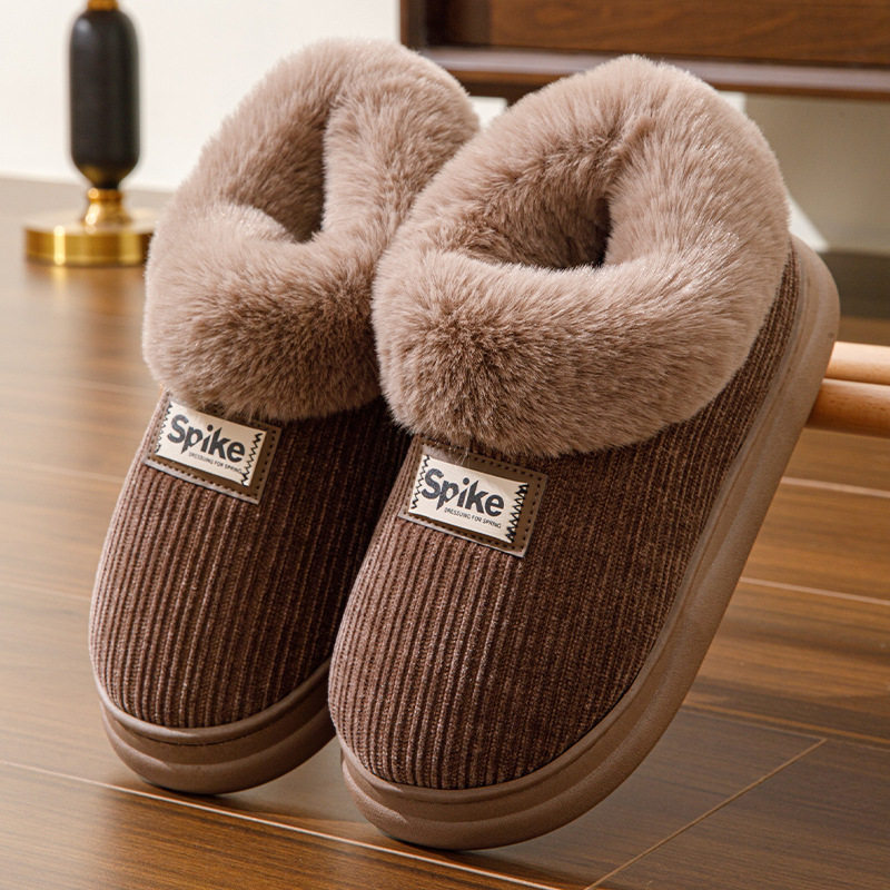 棉拖鞋男士包跟冬季居家家用保暖加绒加厚防滑月子带后跟棉鞋女款