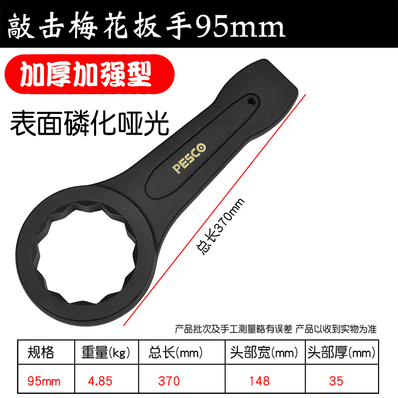 重型敲击梅花扳手单头加厚锤挨q击打扳手27/30/36/41/46/50/60/75
