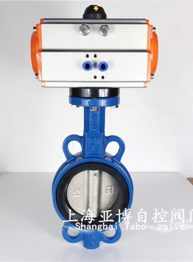 D671X-16AT气动不锈钢304四氟对夹式蝶阀开关调节阀门DN50 80 100