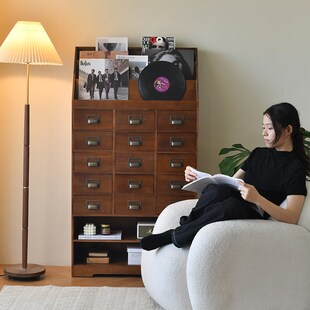 安妮世家美式复古斗柜p中古家具实木杂志玄关柜唱片抽屉客厅收纳