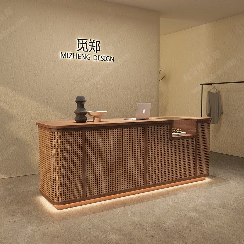新中式女装服装店吧台桌收银台z民宿前台接待藤编饭店餐饮茶叶酒,商业/办公家具,收银台,淘宝优惠券,粉丝福利购,淘宝优惠卷