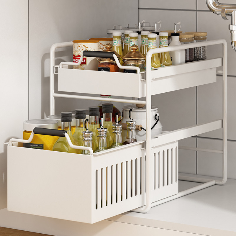 下水槽抽拉式置物架o拉篮橱柜架子厨房碗碟抽屉分层厨柜调料收纳,厨房/烹饪用具,调料置物架,淘宝优惠券,粉丝福利购,淘宝优惠卷