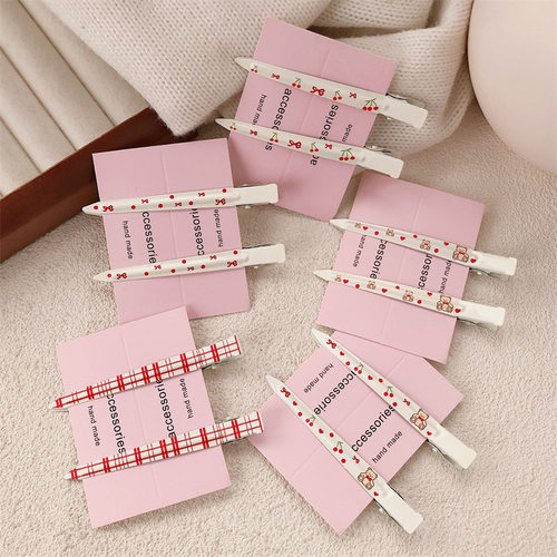 新款蝴蝶结小熊无痕夹鸭嘴夹女发夹金属定位夹前额侧边夹化妆洗脸