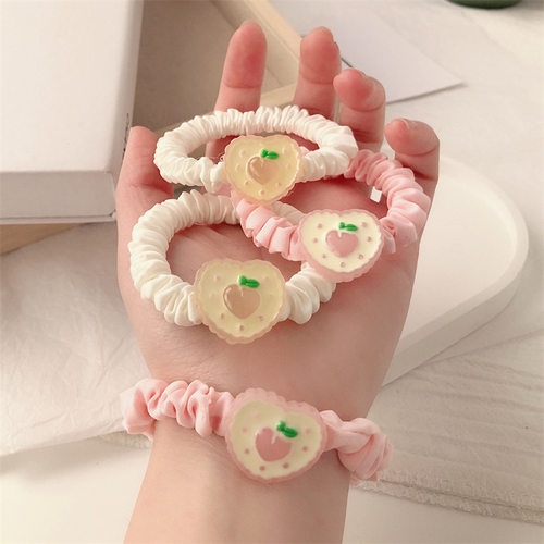 小清新头绳女爱心水蜜桃发绳马尾发圈可爱橡皮筋高弹力小肠圈发饰