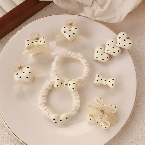 奶茶色波点小肠圈头绳蝴蝶结爱心发绳扎头发橡皮筋高弹力发圈